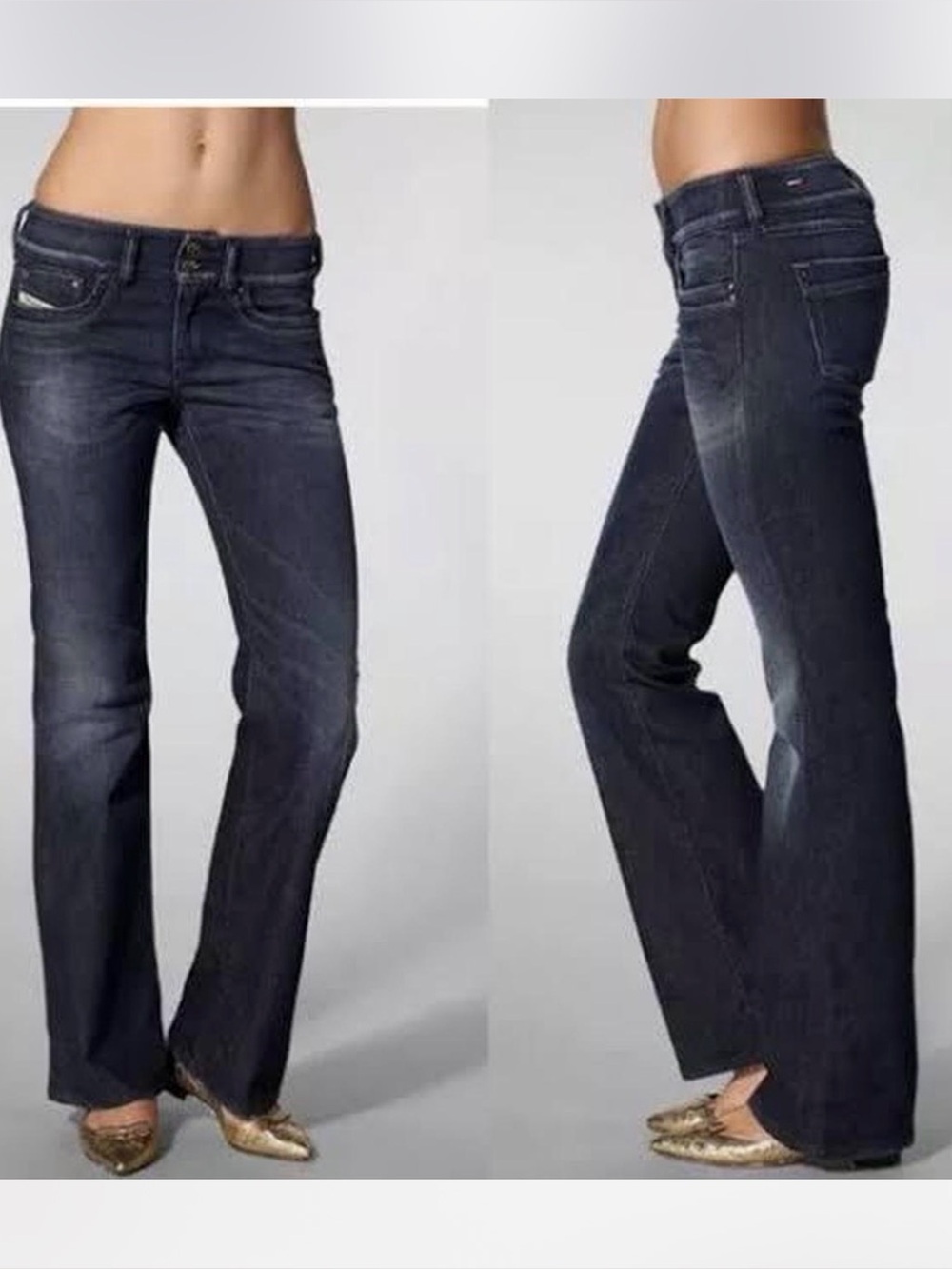 Y2K New Diesel Ronhar Low Rise Bootcut Jeans dark Wash Sz 25